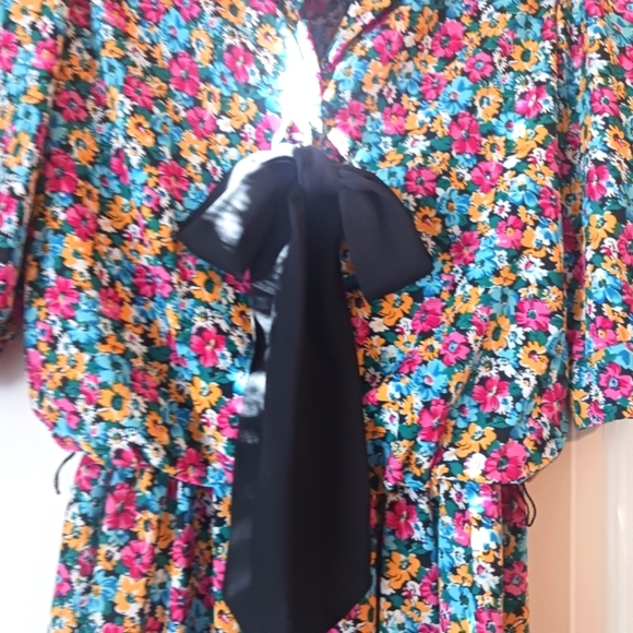 Vintage Bow Detail Midi Dress Elastic Waist - Picture 3 of 5